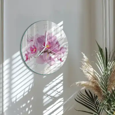 Redondo reloj de pared moderno Orquídeas