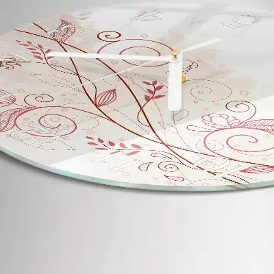 Reloj de pared de vidrio redondo Arte floral