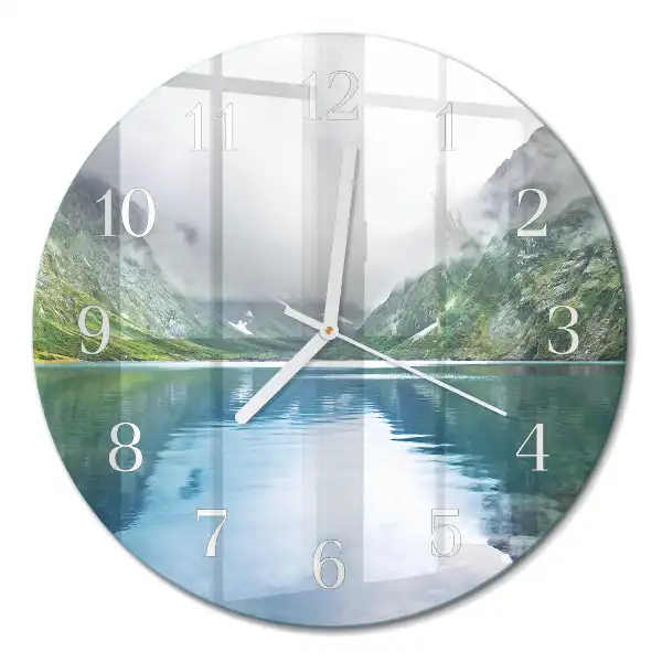 Redondo reloj de pared Lago de montaña
