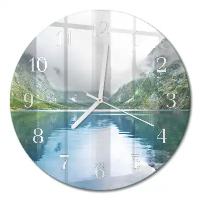 Redondo reloj de pared Lago de montaña
