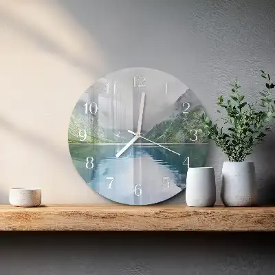Redondo reloj de pared Lago de montaña