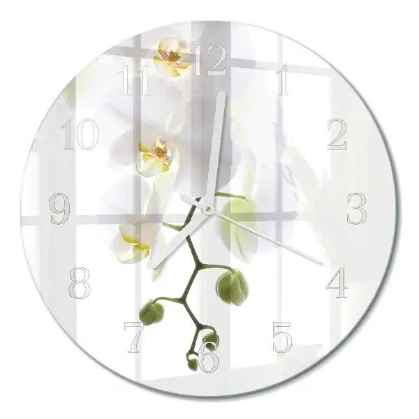 Reloj de pared de vidrio redondo Orquídea