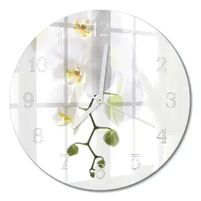 Reloj de pared de vidrio redondo Orquídea