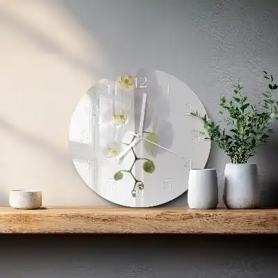 Reloj de pared de vidrio redondo Orquídea