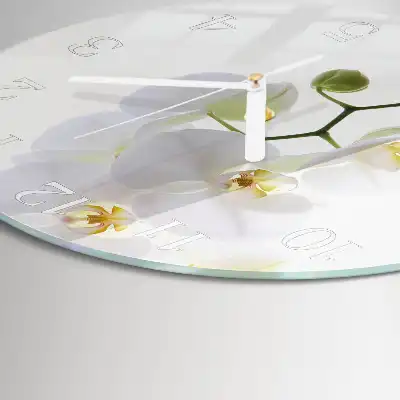 Reloj de pared de vidrio redondo Orquídea