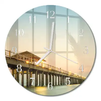 Redondo reloj de pared moderno Embarcadero de madera