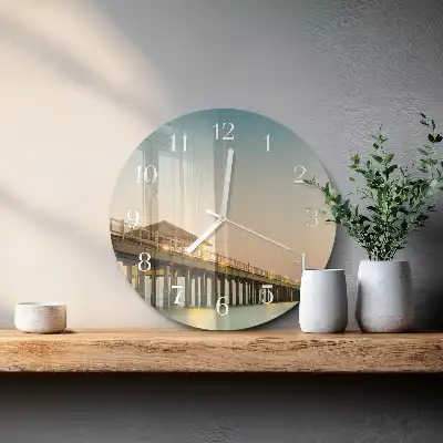 Redondo reloj de pared moderno Embarcadero de madera