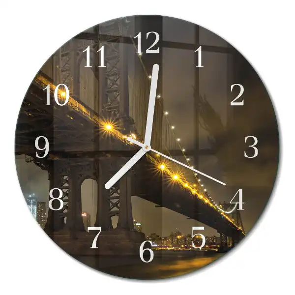 Reloj de pared de vidrio redondo Puente nocturno