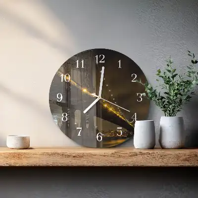 Reloj de pared de vidrio redondo Puente nocturno