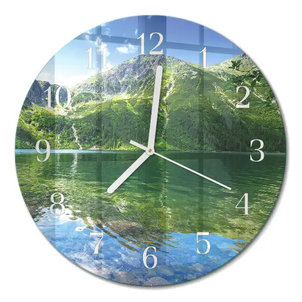 Redondo reloj de pared moderno Lago de montaña