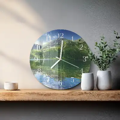 Redondo reloj de pared moderno Lago de montaña
