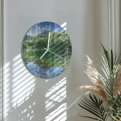 Redondo reloj de pared moderno Lago de montaña