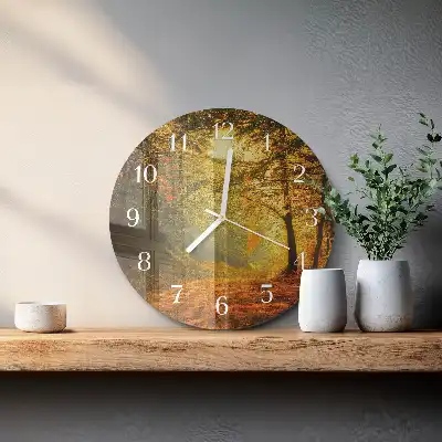 Redondo reloj de pared Otoño en el bosque