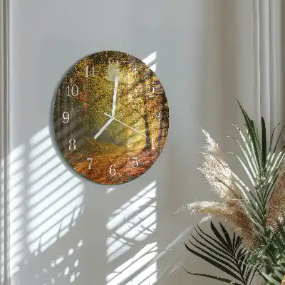 Redondo reloj de pared Otoño en el bosque