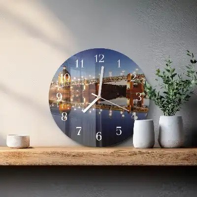 Redondo reloj de pared Puente sobre el río