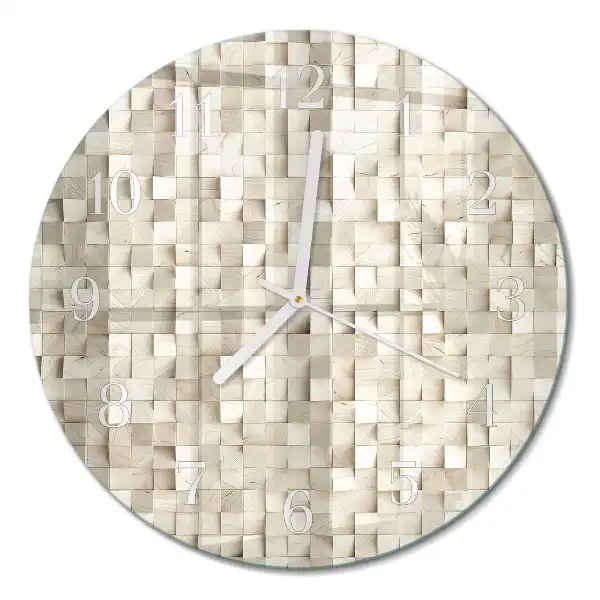 Reloj de cristal redondo Mosaico de madera