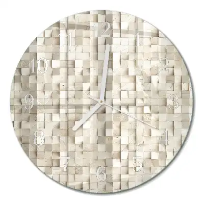 Reloj de cristal redondo Mosaico de madera