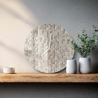 Reloj de cristal redondo Mosaico de madera