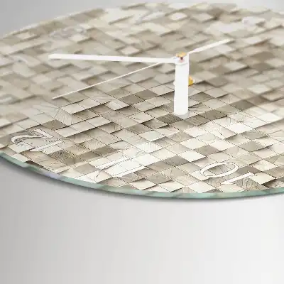 Reloj de cristal redondo Mosaico de madera
