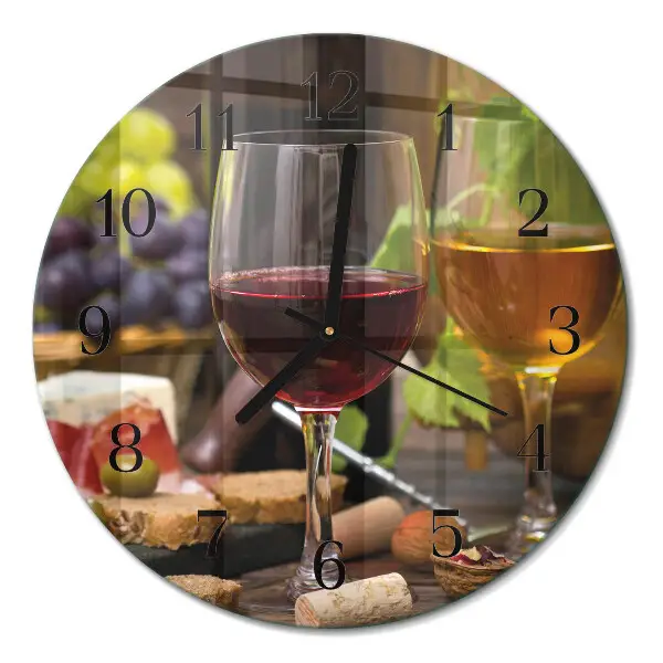 Redondo reloj de pared de vidrio Copas de vino