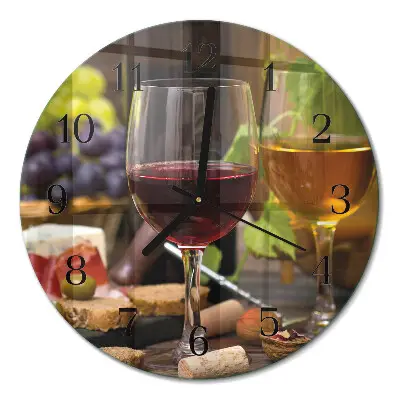 Redondo reloj de pared de vidrio Copas de vino