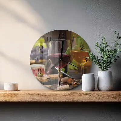 Redondo reloj de pared de vidrio Copas de vino