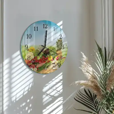 Reloj redondo pared Verduras Frutas