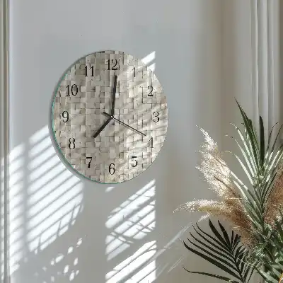 Redondo reloj de pared de vidrio Mosaico de madera