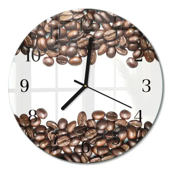 Redondo reloj de pared de vidrio Granos de café