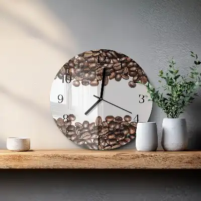 Redondo reloj de pared de vidrio Granos de café