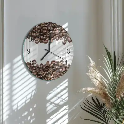 Redondo reloj de pared de vidrio Granos de café