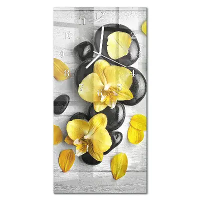 Reloj de vidrio vertical Flores Piedras