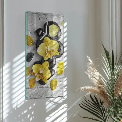 Reloj de vidrio vertical Flores Piedras