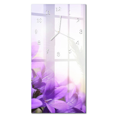 Vertical reloj de vidrio Flores moradas