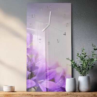 Vertical reloj de vidrio Flores moradas