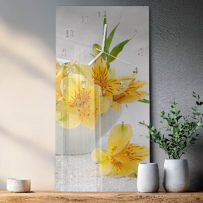 Reloj vertical Flores amarillas